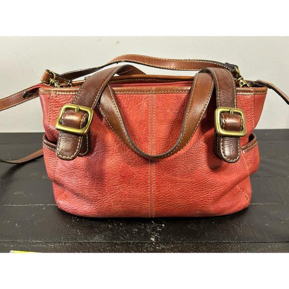 Fossil Handbags - Vintage Fossil Red Pebbled Leather Purse Shoulder Bag